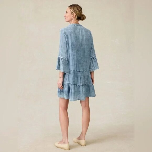 Faherty Dune Cotton Gauze Kasey Midi Dress Size Medium  NEW - Picture 2 of 13